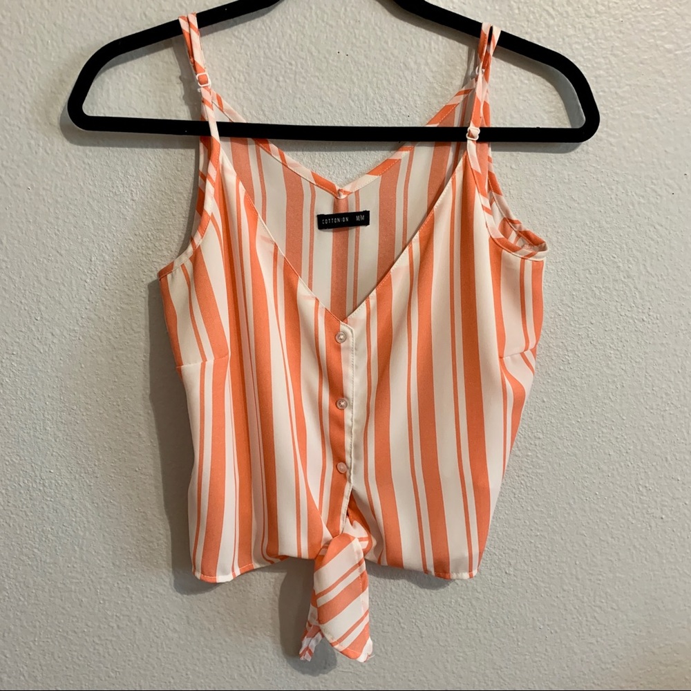 Cotton On Spaghetti Strap Peach Striped Tank